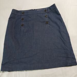 Ann Taylor LOFT 10 Chambray Mini-Skirt Fully Lined Dark Wash EASY CARE